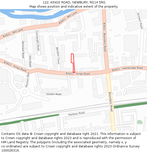 122, KINGS ROAD, NEWBURY, RG14 5RG: Location map and indicative extent of plot