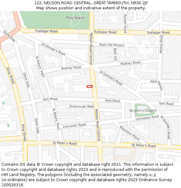 122, NELSON ROAD CENTRAL, GREAT YARMOUTH, NR30 2JY: Location map and indicative extent of plot