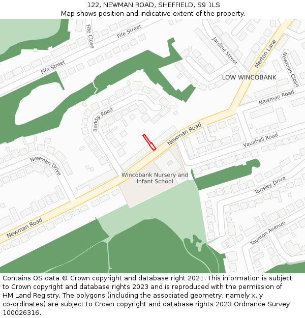 122, NEWMAN ROAD, SHEFFIELD, S9 1LS: Location map and indicative extent of plot