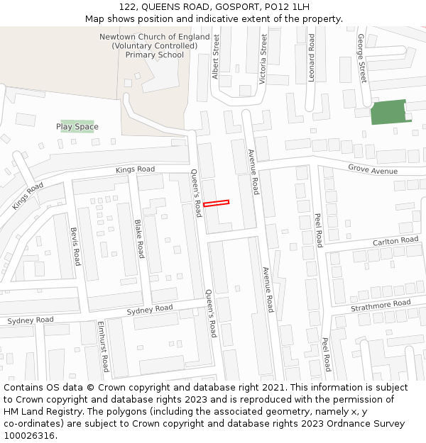 122, QUEENS ROAD, GOSPORT, PO12 1LH: Location map and indicative extent of plot
