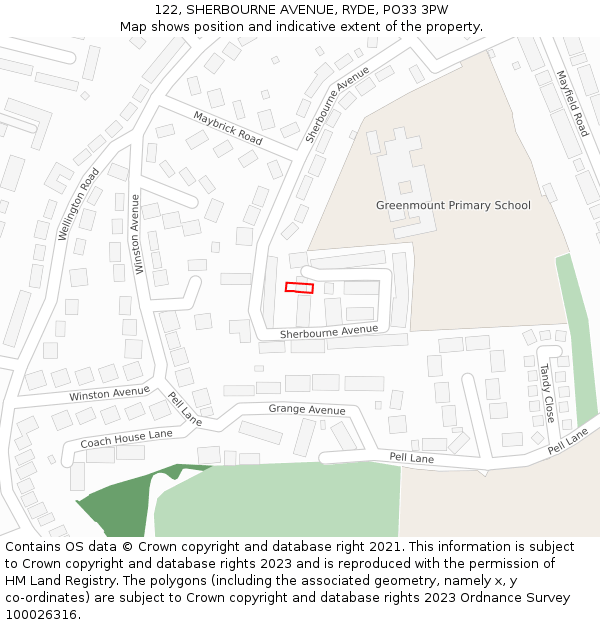 122, SHERBOURNE AVENUE, RYDE, PO33 3PW: Location map and indicative extent of plot