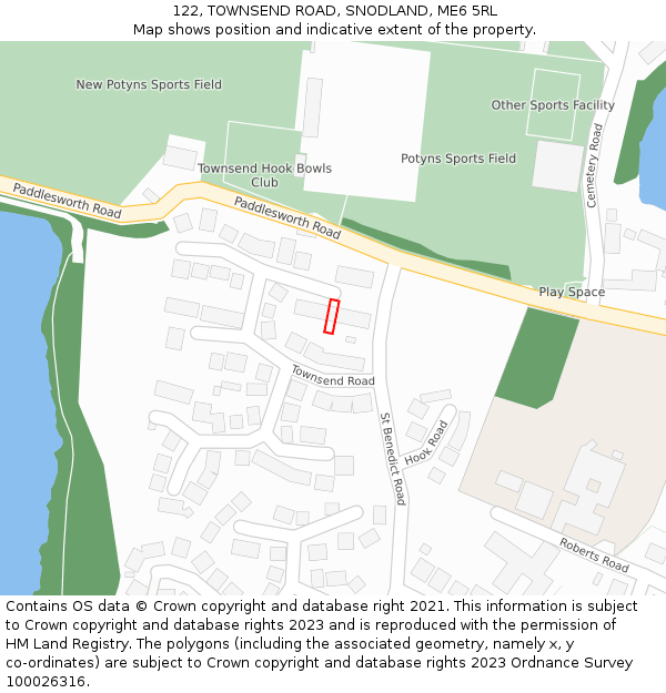 122, TOWNSEND ROAD, SNODLAND, ME6 5RL: Location map and indicative extent of plot