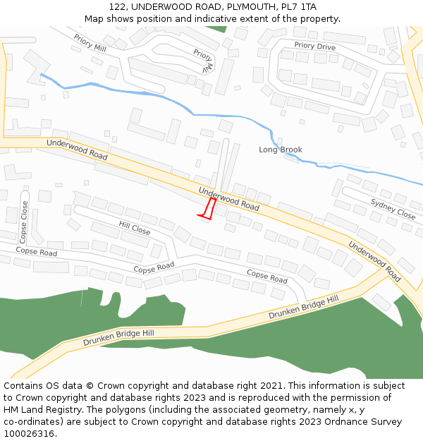 122, UNDERWOOD ROAD, PLYMOUTH, PL7 1TA: Location map and indicative extent of plot