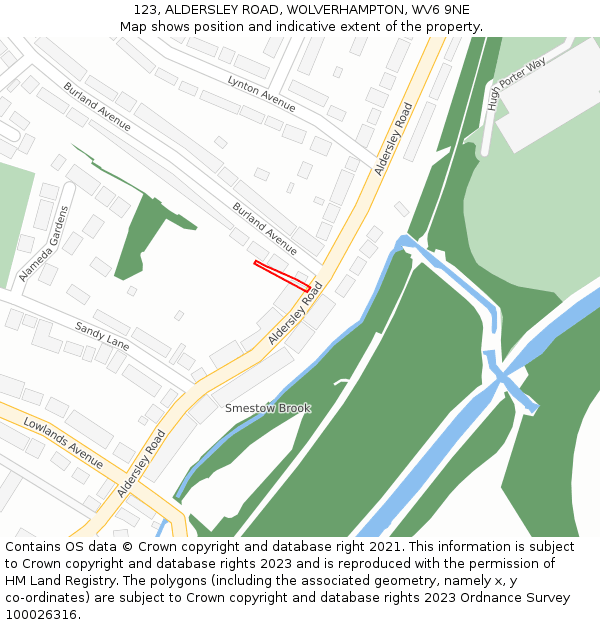 123, ALDERSLEY ROAD, WOLVERHAMPTON, WV6 9NE: Location map and indicative extent of plot
