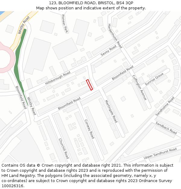 123, BLOOMFIELD ROAD, BRISTOL, BS4 3QP: Location map and indicative extent of plot