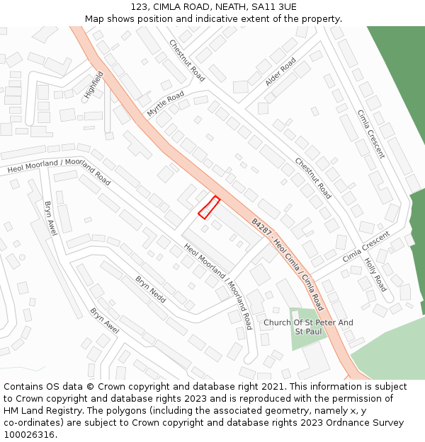 123, CIMLA ROAD, NEATH, SA11 3UE: Location map and indicative extent of plot