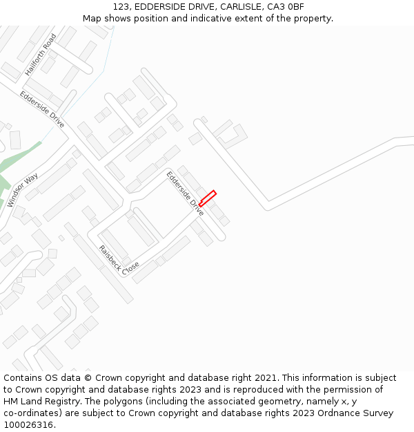 123, EDDERSIDE DRIVE, CARLISLE, CA3 0BF: Location map and indicative extent of plot