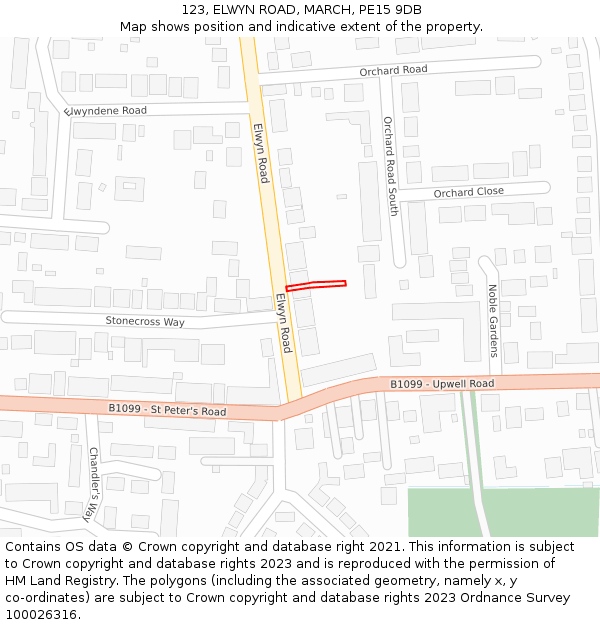 123, ELWYN ROAD, MARCH, PE15 9DB: Location map and indicative extent of plot