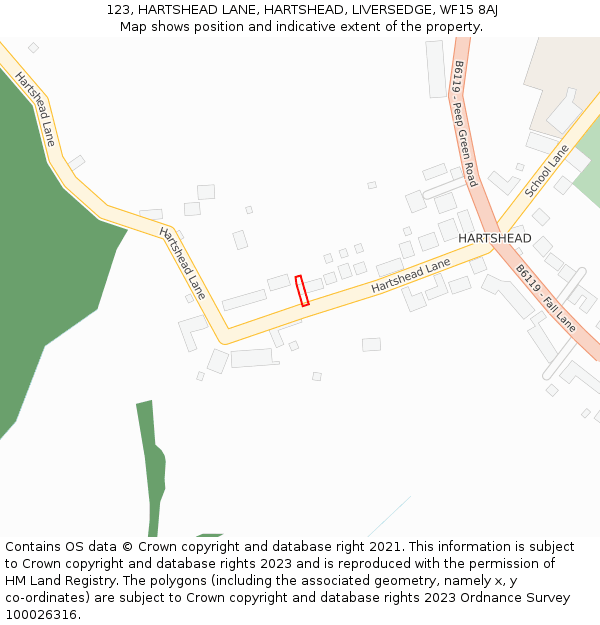 123, HARTSHEAD LANE, HARTSHEAD, LIVERSEDGE, WF15 8AJ: Location map and indicative extent of plot