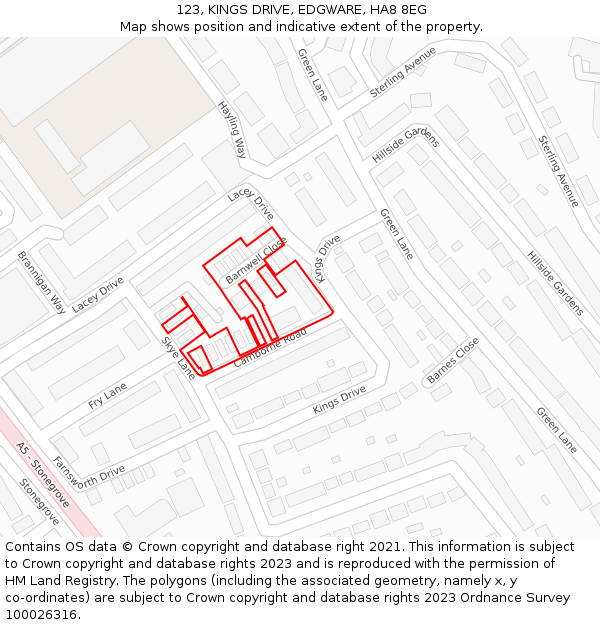 123, KINGS DRIVE, EDGWARE, HA8 8EG: Location map and indicative extent of plot