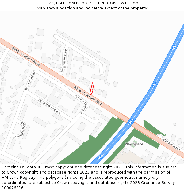 123, LALEHAM ROAD, SHEPPERTON, TW17 0AA: Location map and indicative extent of plot
