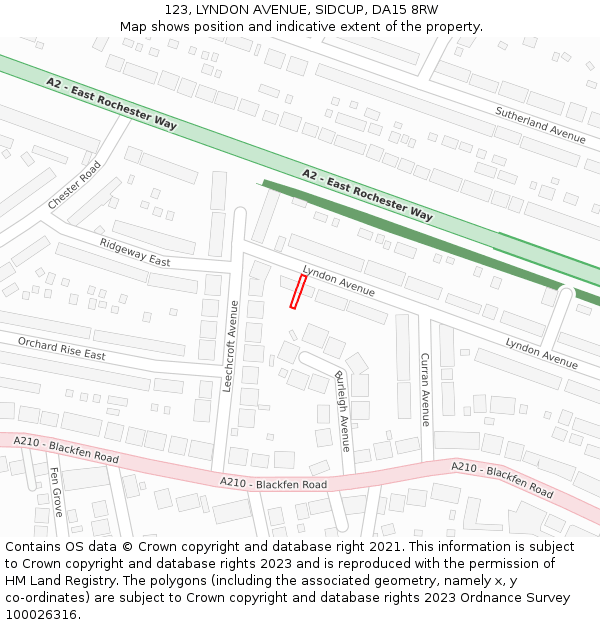 123, LYNDON AVENUE, SIDCUP, DA15 8RW: Location map and indicative extent of plot