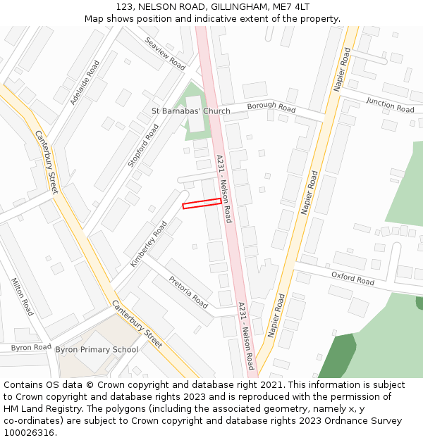123, NELSON ROAD, GILLINGHAM, ME7 4LT: Location map and indicative extent of plot