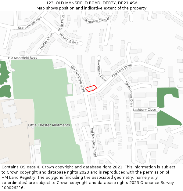 123, OLD MANSFIELD ROAD, DERBY, DE21 4SA: Location map and indicative extent of plot