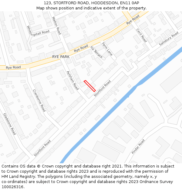 123, STORTFORD ROAD, HODDESDON, EN11 0AP: Location map and indicative extent of plot