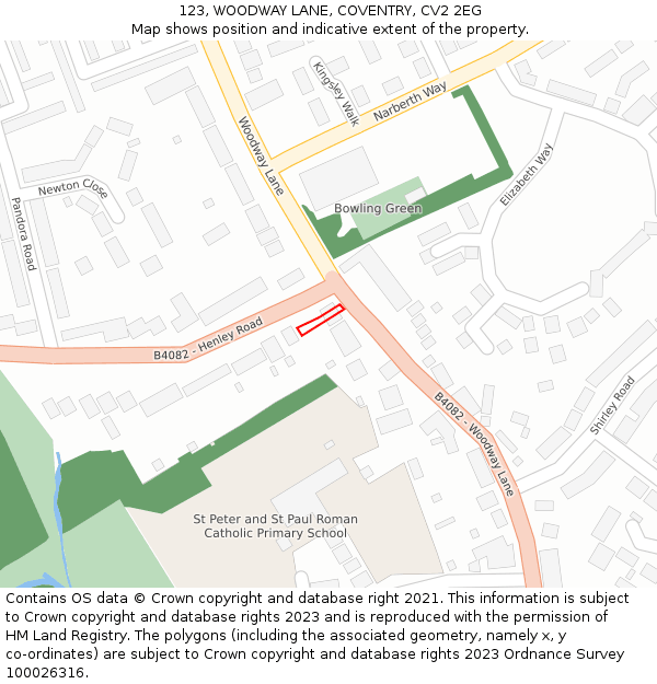 123, WOODWAY LANE, COVENTRY, CV2 2EG: Location map and indicative extent of plot
