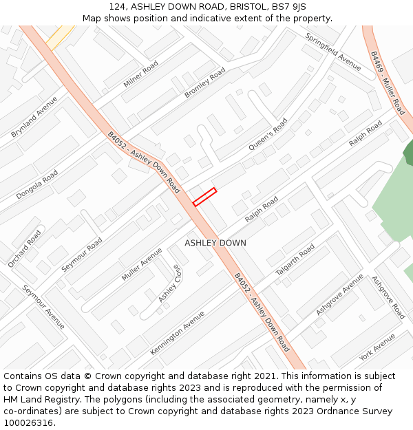 124, ASHLEY DOWN ROAD, BRISTOL, BS7 9JS: Location map and indicative extent of plot