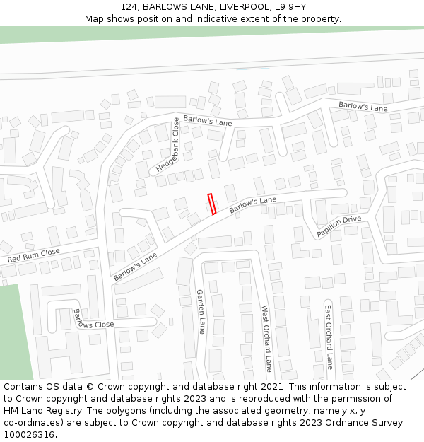 124, BARLOWS LANE, LIVERPOOL, L9 9HY: Location map and indicative extent of plot