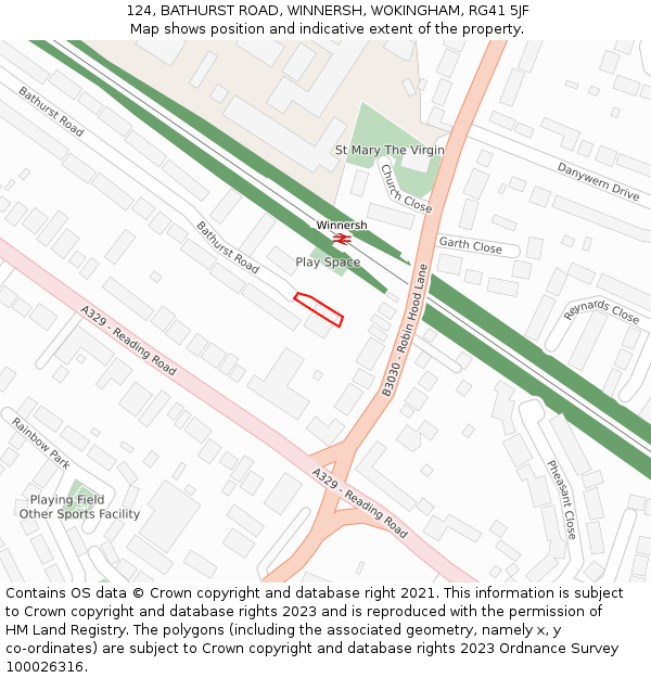 124, BATHURST ROAD, WINNERSH, WOKINGHAM, RG41 5JF: Location map and indicative extent of plot
