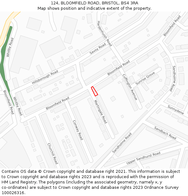 124, BLOOMFIELD ROAD, BRISTOL, BS4 3RA: Location map and indicative extent of plot