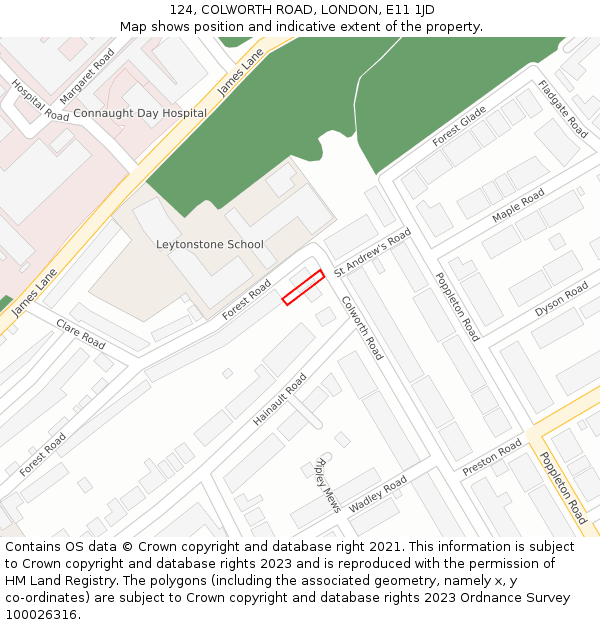 124, COLWORTH ROAD, LONDON, E11 1JD: Location map and indicative extent of plot