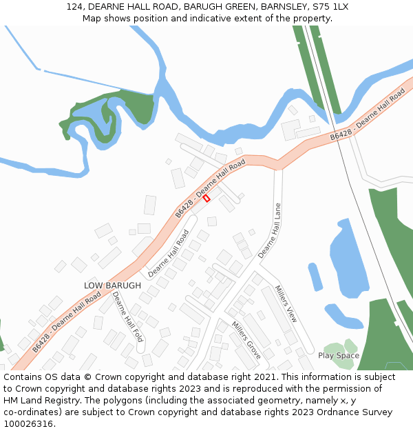 124, DEARNE HALL ROAD, BARUGH GREEN, BARNSLEY, S75 1LX: Location map and indicative extent of plot