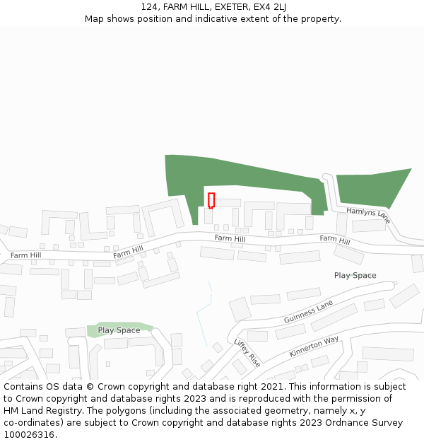 124, FARM HILL, EXETER, EX4 2LJ: Location map and indicative extent of plot