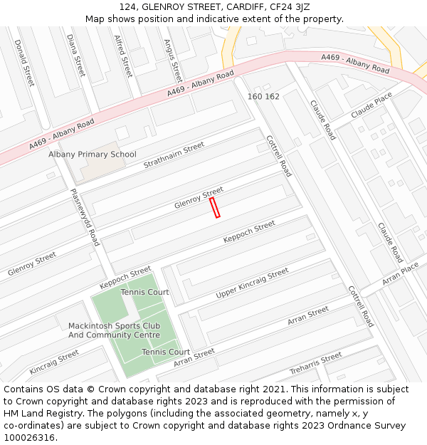 124, GLENROY STREET, CARDIFF, CF24 3JZ: Location map and indicative extent of plot