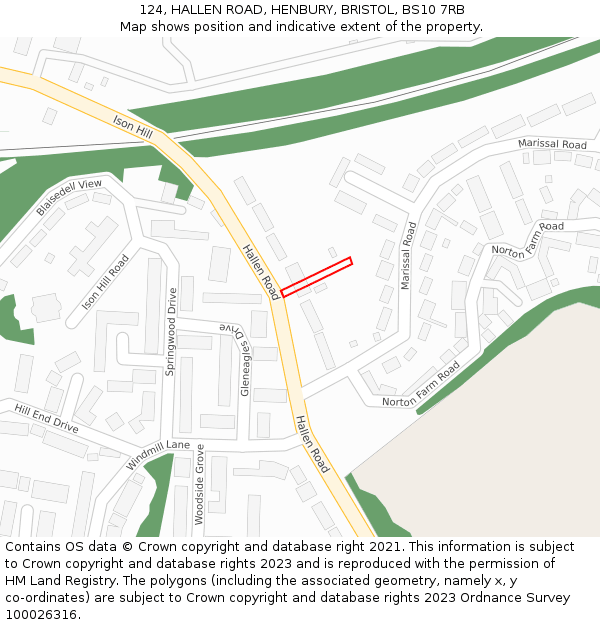 124, HALLEN ROAD, HENBURY, BRISTOL, BS10 7RB: Location map and indicative extent of plot