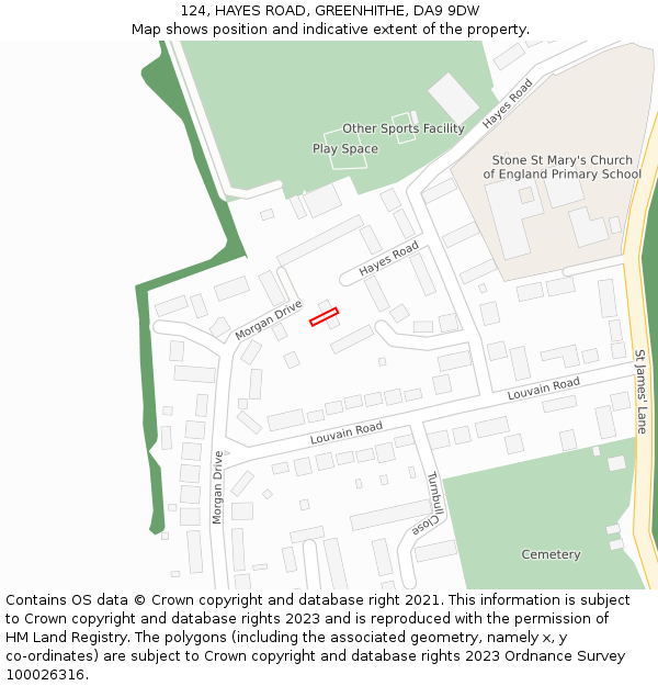 124, HAYES ROAD, GREENHITHE, DA9 9DW: Location map and indicative extent of plot