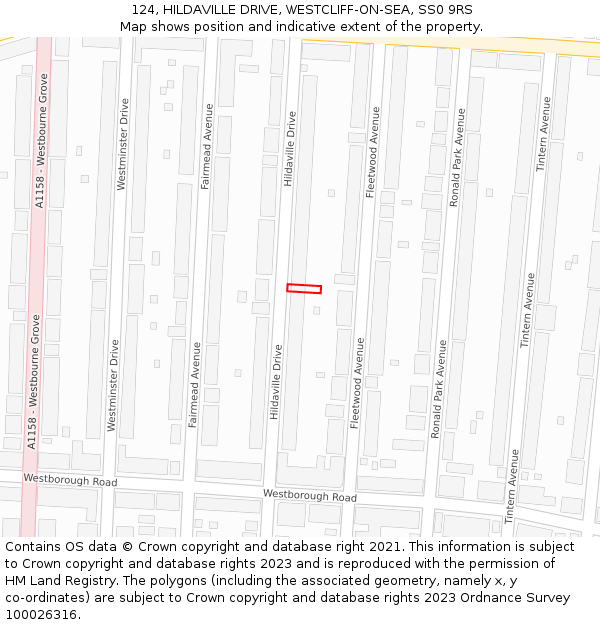 124, HILDAVILLE DRIVE, WESTCLIFF-ON-SEA, SS0 9RS: Location map and indicative extent of plot