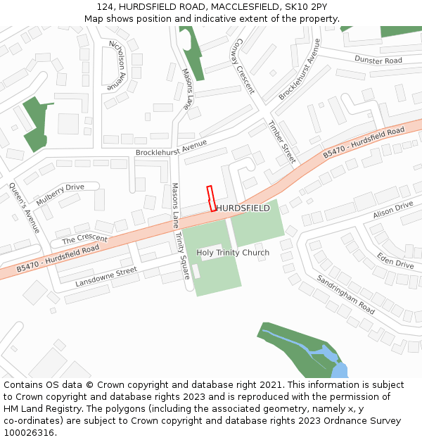124, HURDSFIELD ROAD, MACCLESFIELD, SK10 2PY: Location map and indicative extent of plot
