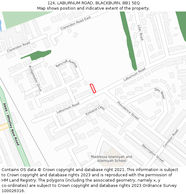 124, LABURNUM ROAD, BLACKBURN, BB1 5EQ: Location map and indicative extent of plot