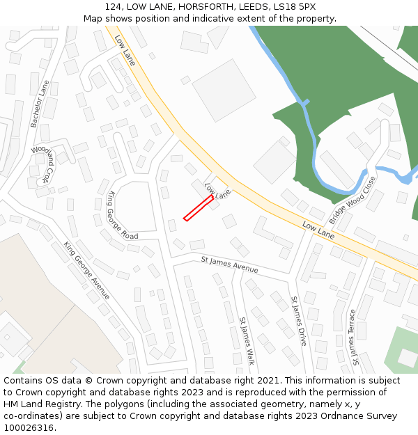 124, LOW LANE, HORSFORTH, LEEDS, LS18 5PX: Location map and indicative extent of plot