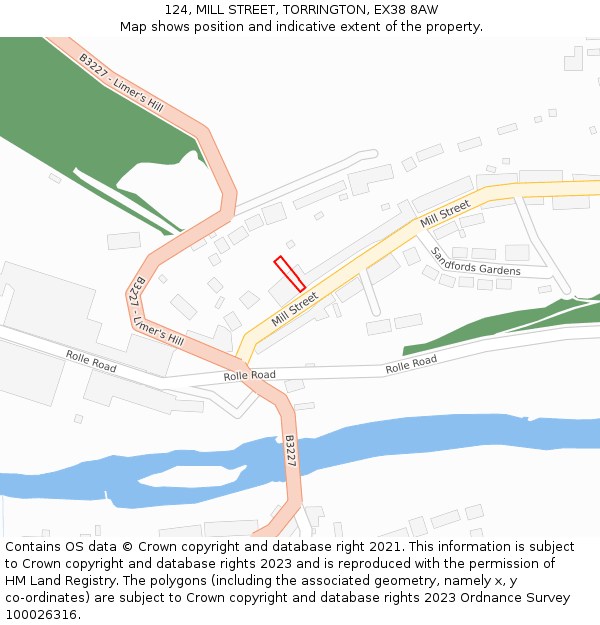 124, MILL STREET, TORRINGTON, EX38 8AW: Location map and indicative extent of plot