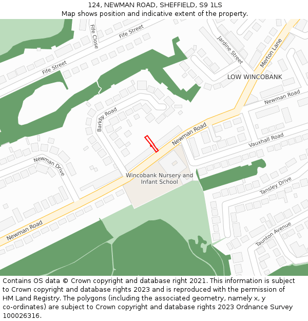 124, NEWMAN ROAD, SHEFFIELD, S9 1LS: Location map and indicative extent of plot