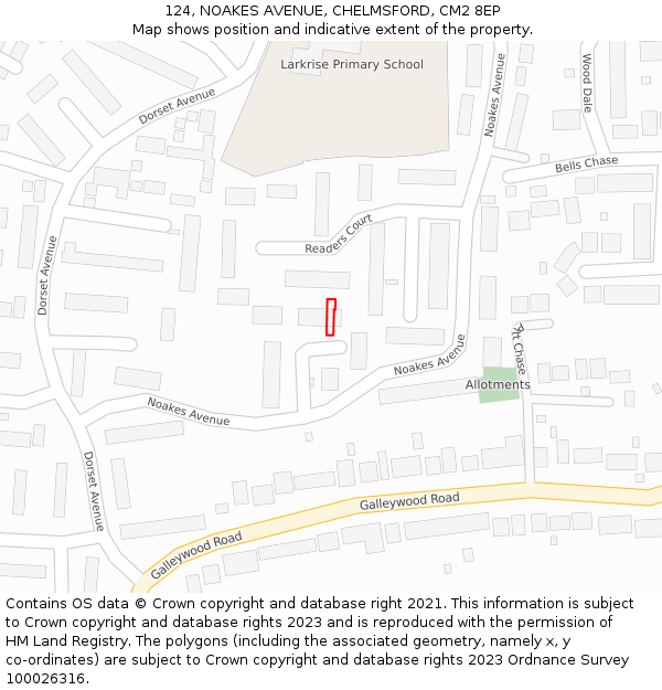 124, NOAKES AVENUE, CHELMSFORD, CM2 8EP: Location map and indicative extent of plot