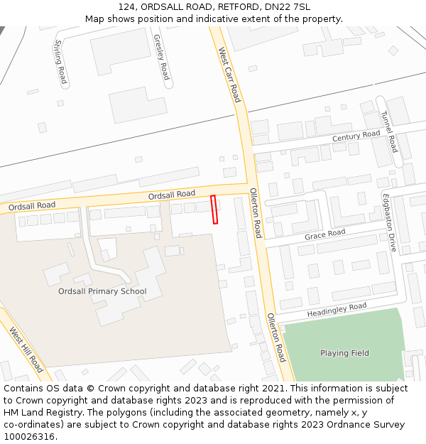124, ORDSALL ROAD, RETFORD, DN22 7SL: Location map and indicative extent of plot