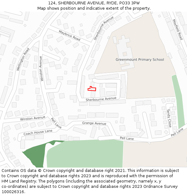 124, SHERBOURNE AVENUE, RYDE, PO33 3PW: Location map and indicative extent of plot