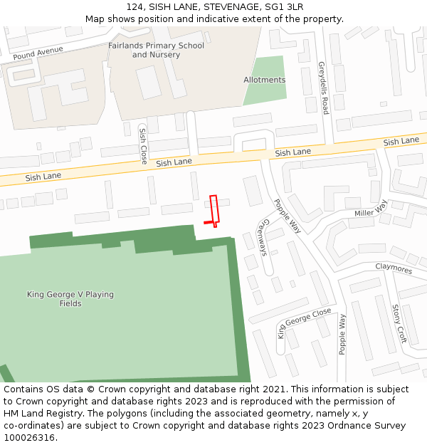 124, SISH LANE, STEVENAGE, SG1 3LR: Location map and indicative extent of plot