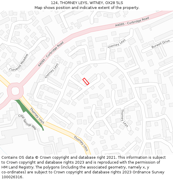 124, THORNEY LEYS, WITNEY, OX28 5LS: Location map and indicative extent of plot