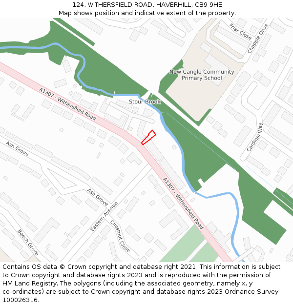 124, WITHERSFIELD ROAD, HAVERHILL, CB9 9HE: Location map and indicative extent of plot