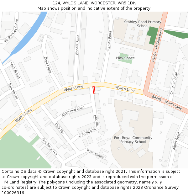 124, WYLDS LANE, WORCESTER, WR5 1DN: Location map and indicative extent of plot