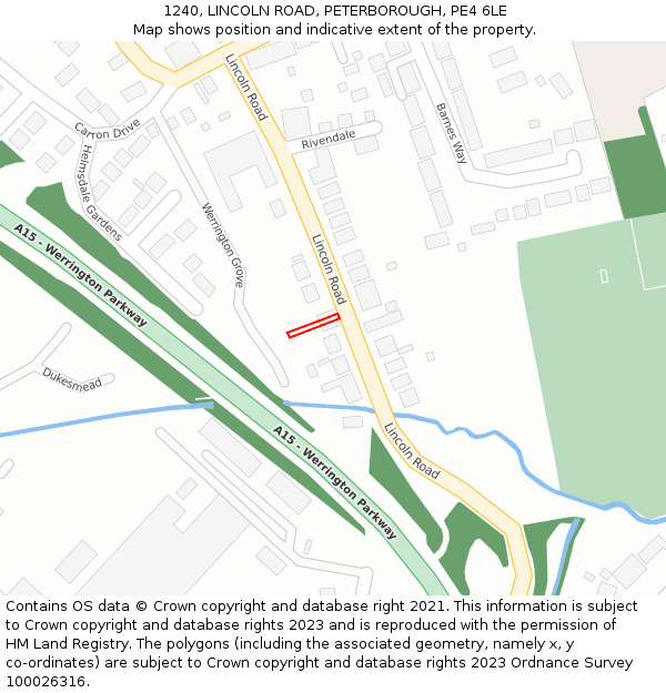 1240, LINCOLN ROAD, PETERBOROUGH, PE4 6LE: Location map and indicative extent of plot