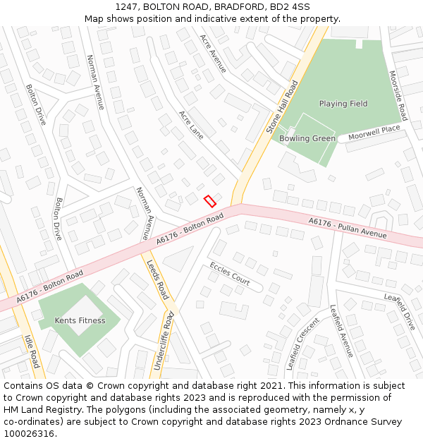 1247, BOLTON ROAD, BRADFORD, BD2 4SS: Location map and indicative extent of plot
