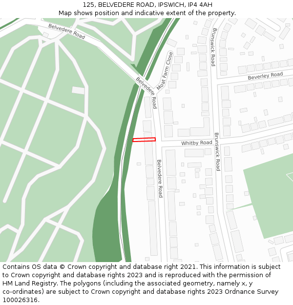 125, BELVEDERE ROAD, IPSWICH, IP4 4AH: Location map and indicative extent of plot