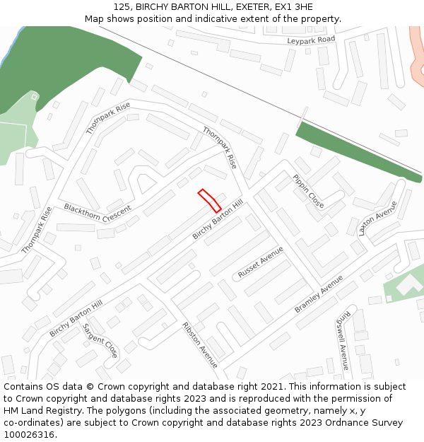 125, BIRCHY BARTON HILL, EXETER, EX1 3HE: Location map and indicative extent of plot