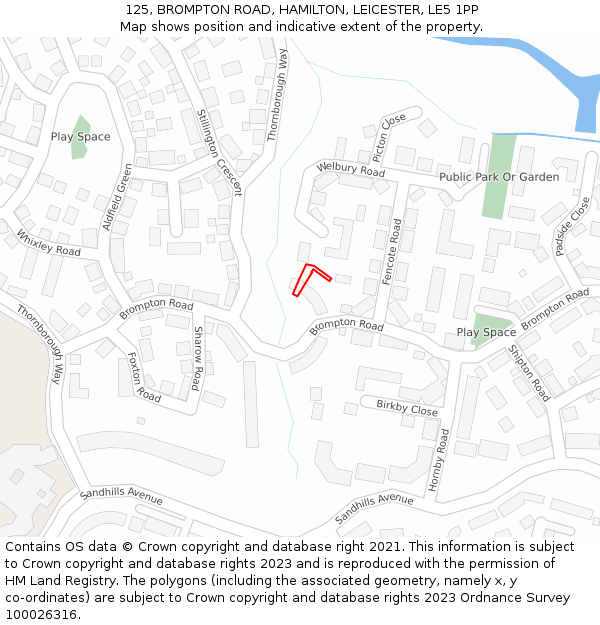 125, BROMPTON ROAD, HAMILTON, LEICESTER, LE5 1PP: Location map and indicative extent of plot