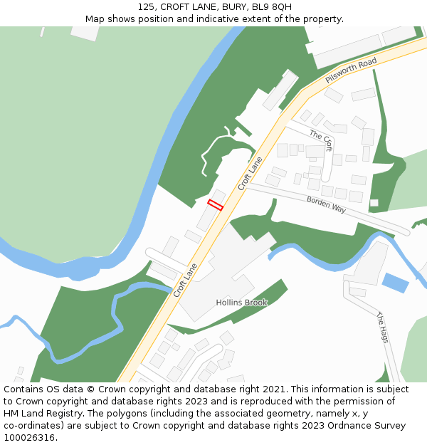 125, CROFT LANE, BURY, BL9 8QH: Location map and indicative extent of plot
