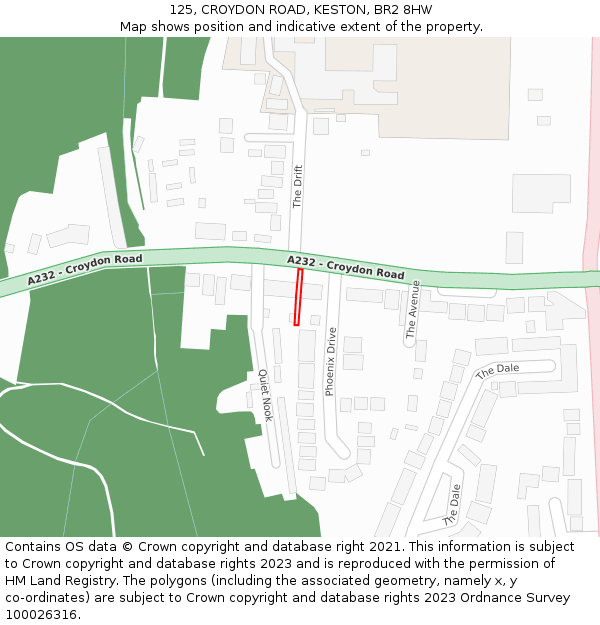125, CROYDON ROAD, KESTON, BR2 8HW: Location map and indicative extent of plot